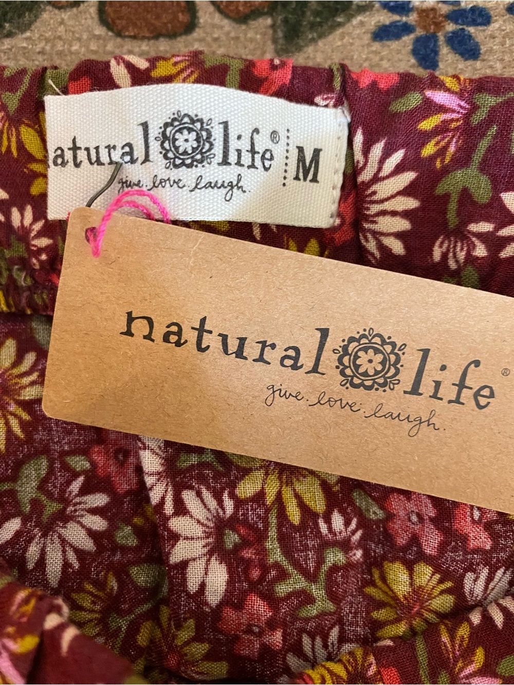 NATURAL LIFE Floral Tiered Maxi Skirt in Rust and Burgundy - Picture 2 of 9